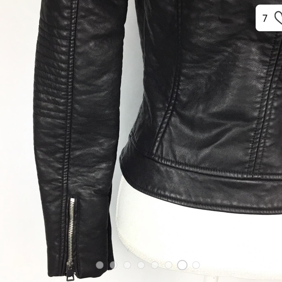 Zara Trafaluc Black Leather Moto Jacket - Picture 7 of 7